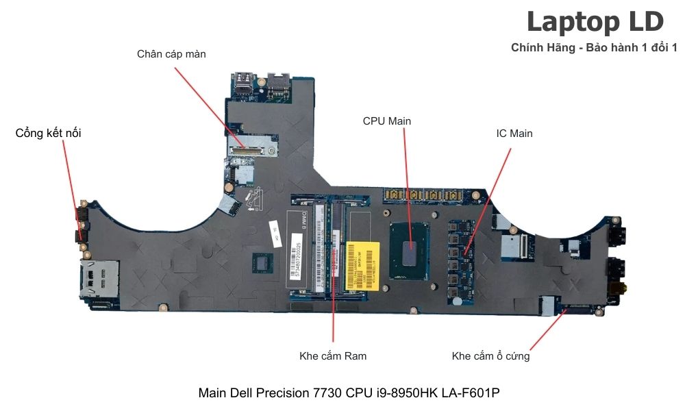 Main laptop Dell Precision 7730 CPU i9-8950HK mã LA-F601P chính hãng, bảo hành 1 đổi 1
