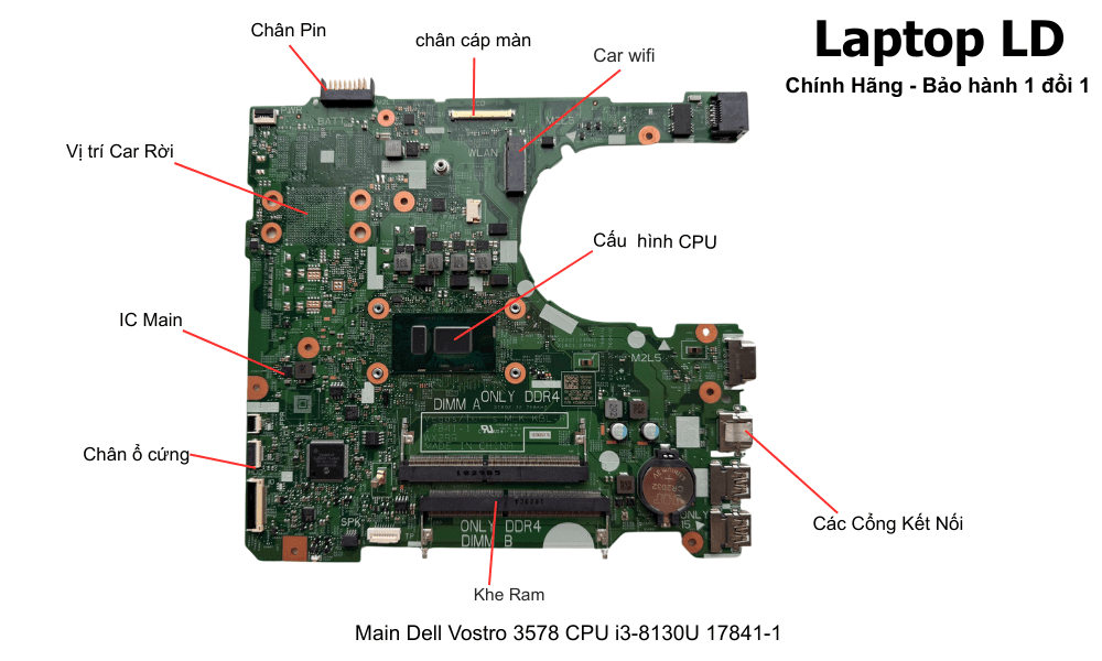 Main laptop Dell Vostro 3578 i3-8130U 17841-1 chính hãng
