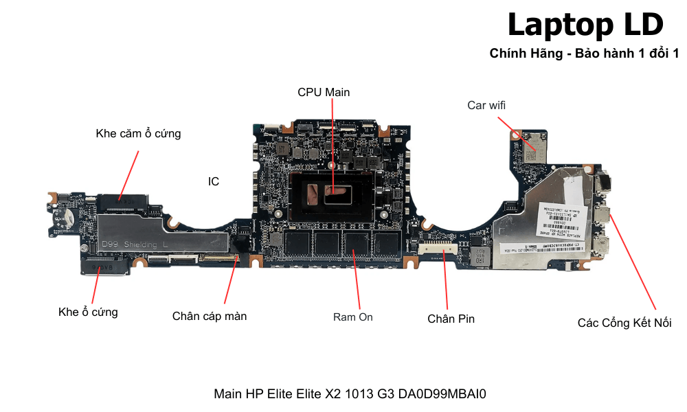 Main laptop HP Elite X2 1013 G3 i3-8130U chính hãng