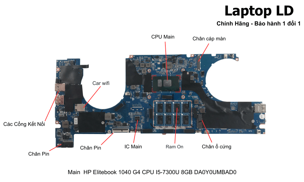 Main laptop HP EliteBook 1040 G4 i5-7300U 8GB DA0Y0UMBAD0 chính hãng