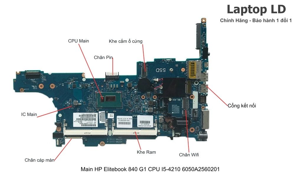 Main laptop HP EliteBook 840 G1 CPU i5-4210 mã 6050A2560201 chính hãng, bảo hành 1 đổi 1