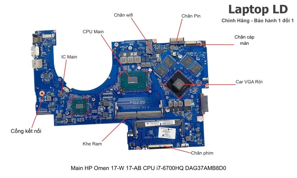 Main laptop HP Omen 17-w/17-ab CPU i7-6700HQ mã DAG37AMB8D0 chính hãng, bảo hành 1 đổi 1