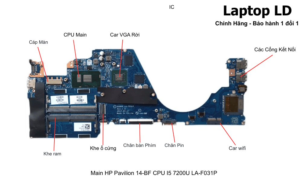 Main laptop HP Pavilion 14-BF i5-7200U chính hãng