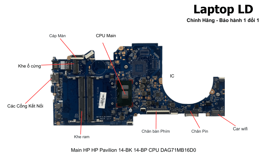 Main laptop HP Pavilion 14-BK / 14-BP i3-7100U chính hãng