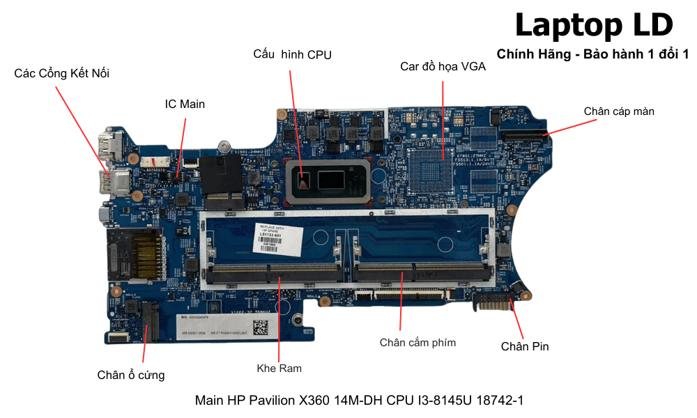Main laptop HP Pavilion X360 14M-DH i3-8145U 18742-1 chính hãng