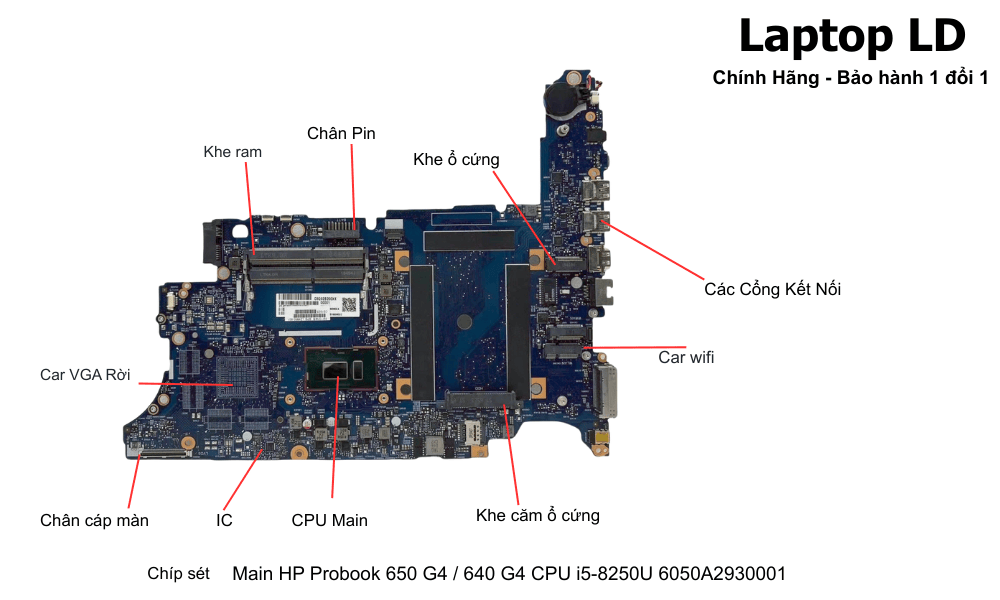 Main laptop HP ProBook 650/640 G4 i5-8250U chính hãng