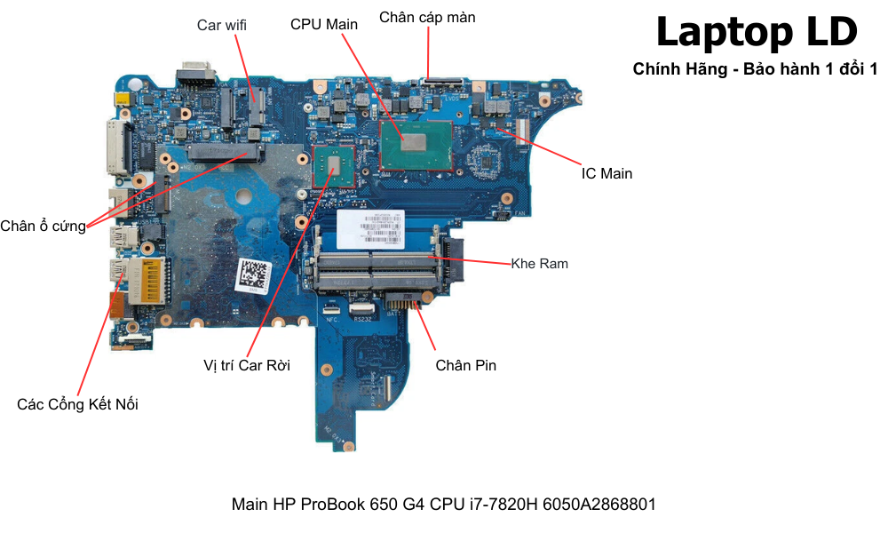Main laptop HP ProBook 650 G4 i7-7820HQ 6050A2868801 chính hãng