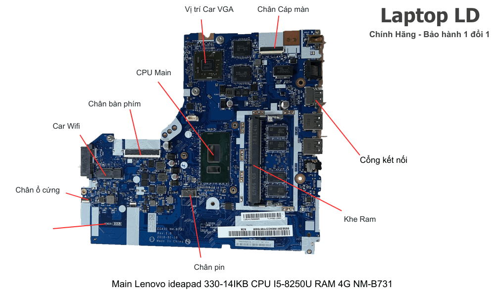 Main laptop Lenovo IdeaPad 330-14IKB CPU i5-8250U NM-B731 chính hãng, bảo hành 1 đổi 1