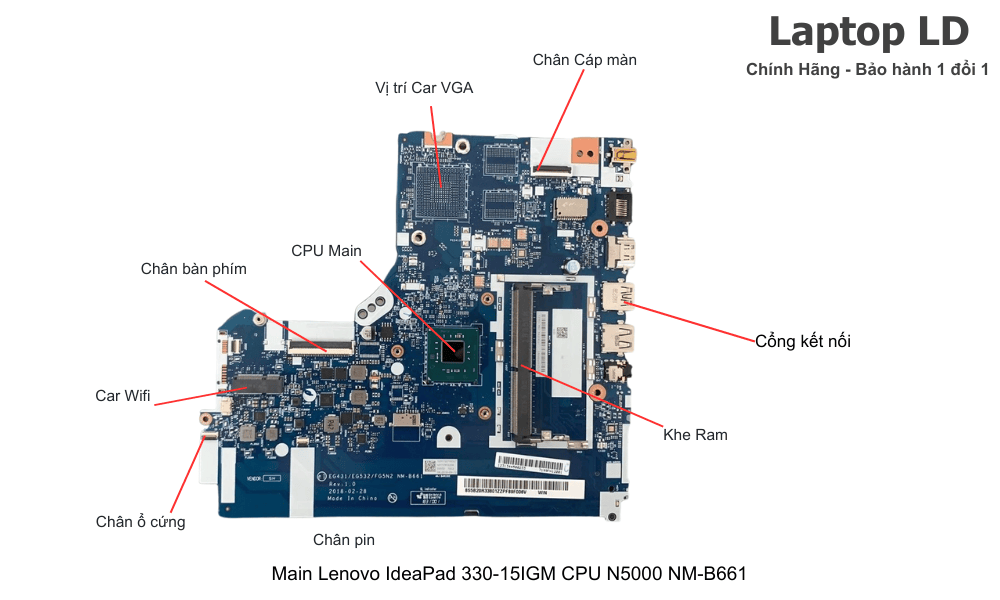 Main laptop Lenovo IdeaPad 330-15IGM CPU N5000 chính hãng, bảo hành 1 đổi 1