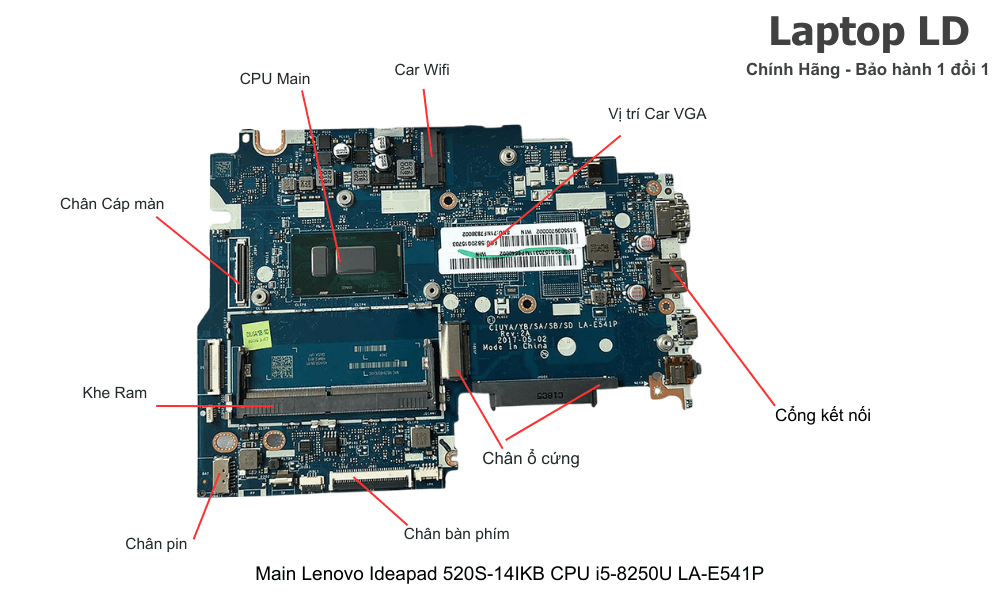 Main laptop Lenovo Ideapad 520S-14IKB CPU i5-8250U LA-E541P chính hãng, bảo hành 1 đổi 1