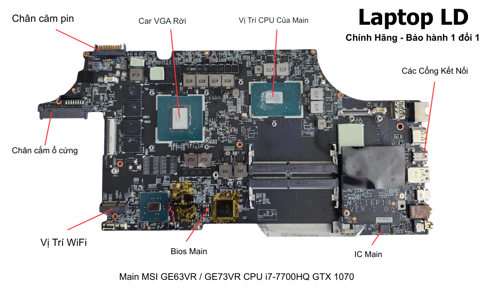 Main laptop MSI GE63VR / GE73VR i7-7700HQ GTX 1070 chính hãng