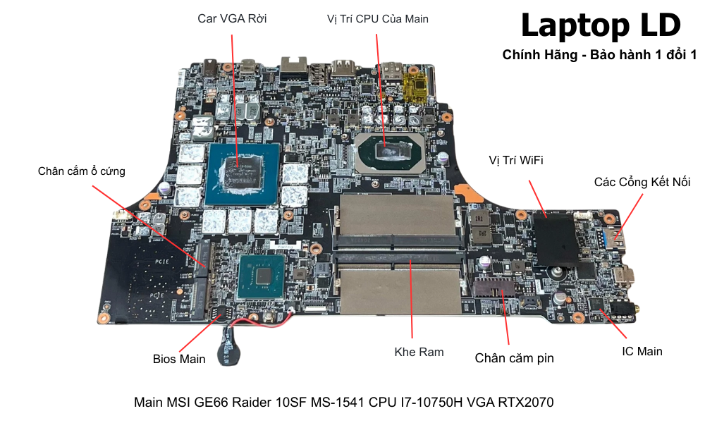 Main laptop MSI GE66 Raider 10SF i7-10750H RTX 2070 chính hãng