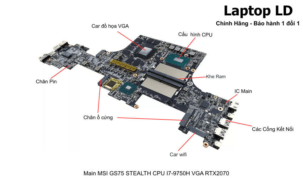 Main laptop MSI GS75 Stealth i7-9750H RTX 2070 chính hãng