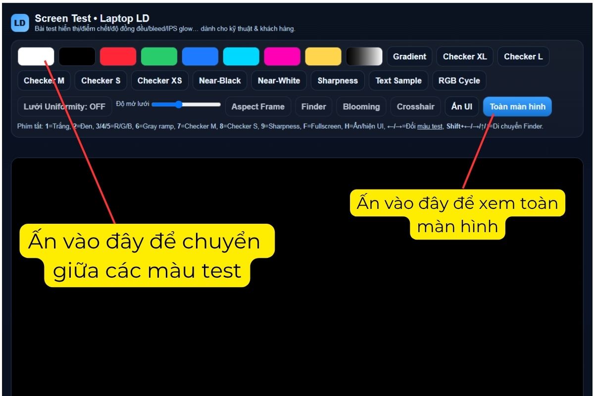 Test màn hình laptop online