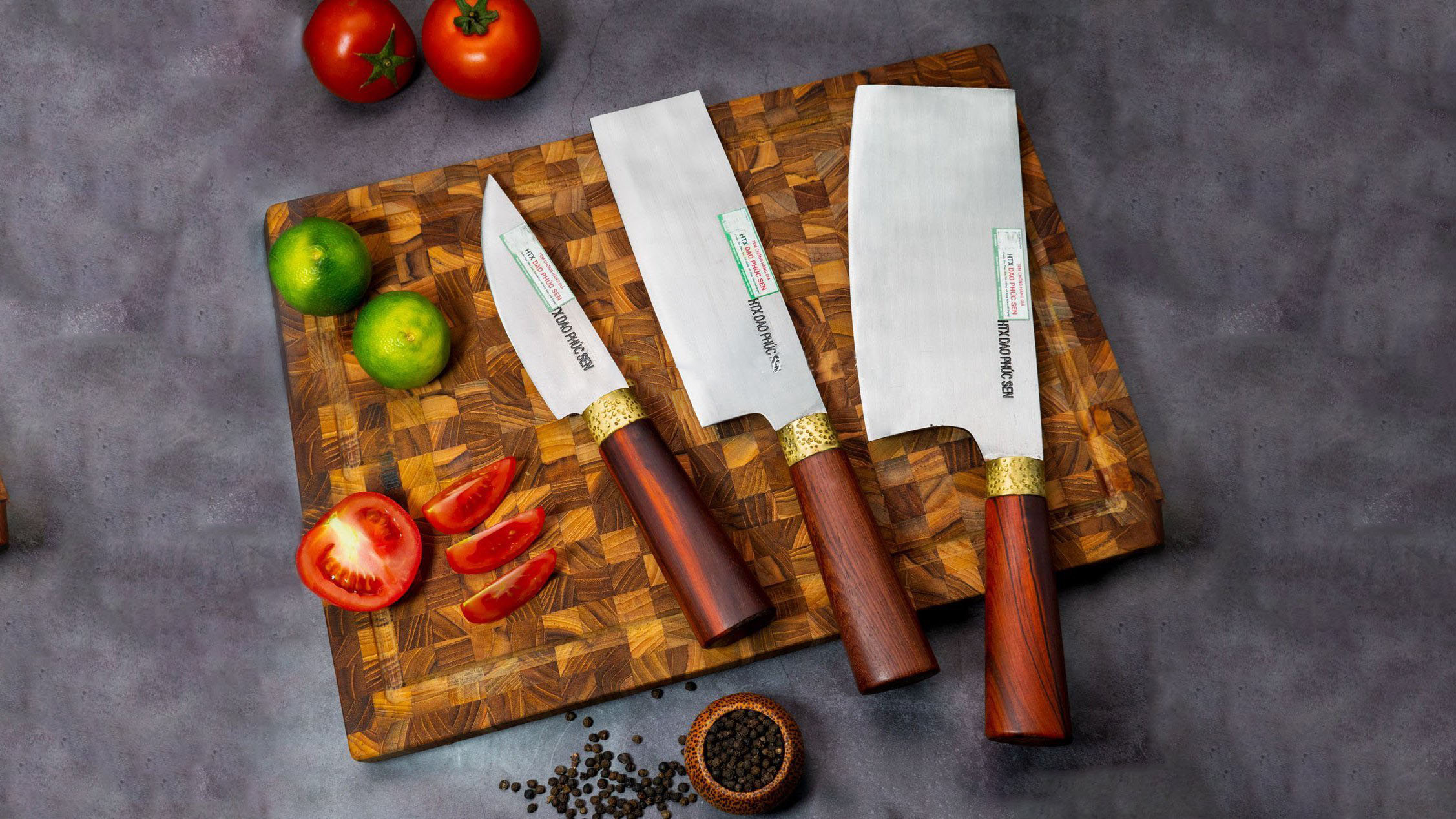 Bộ dao bếp 3 món thép trắng CB91