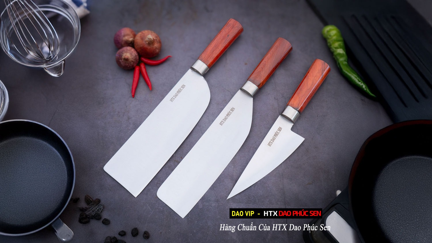 Bộ dao bếp 3 món thép trắng CB99H