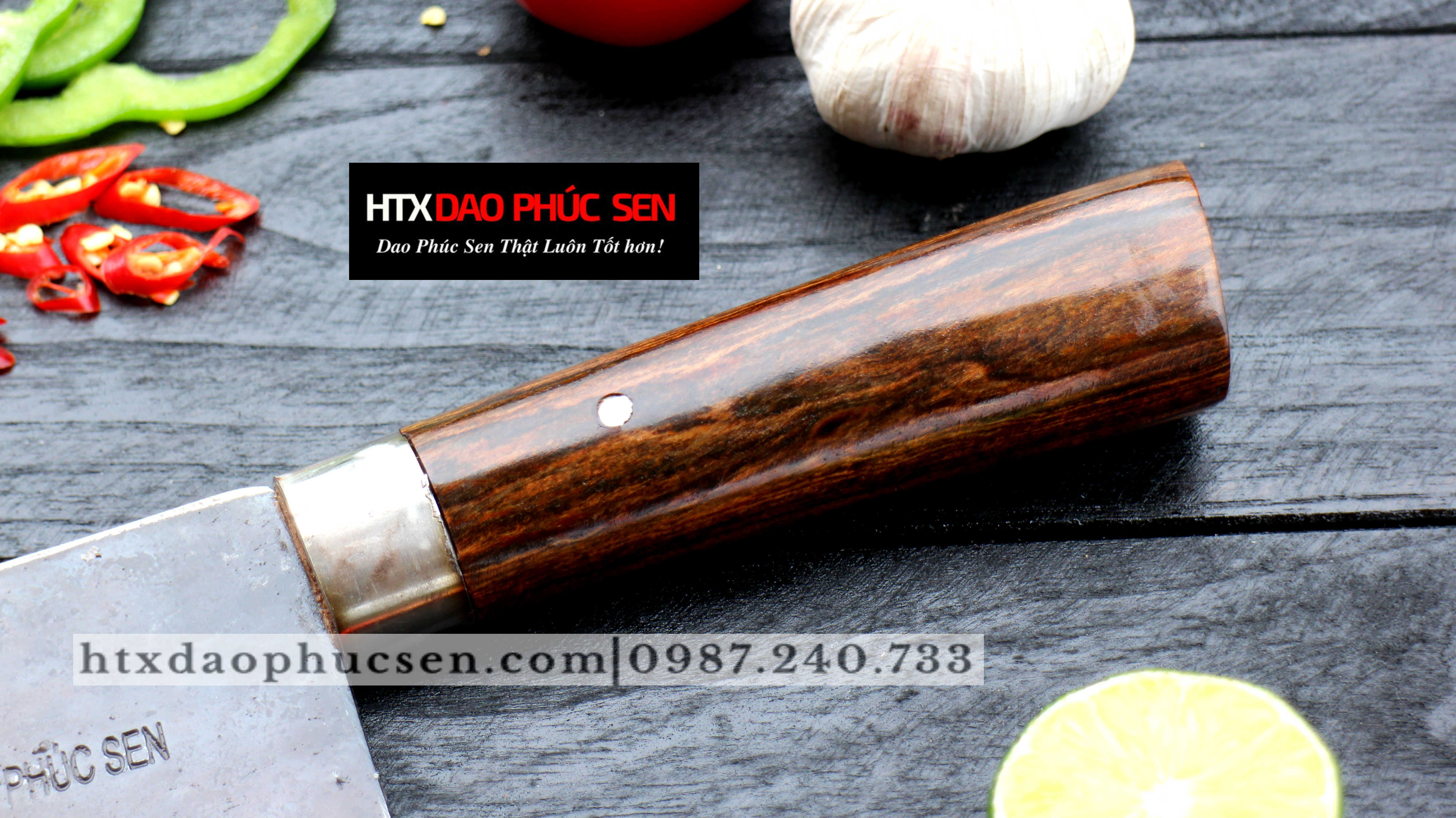 Cán dao làm từ gỗ cẩm chỉ tự nhiên