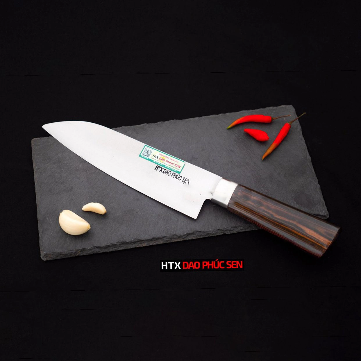 Dao lọc thái thép trắng cán mun - LKM cao cấp