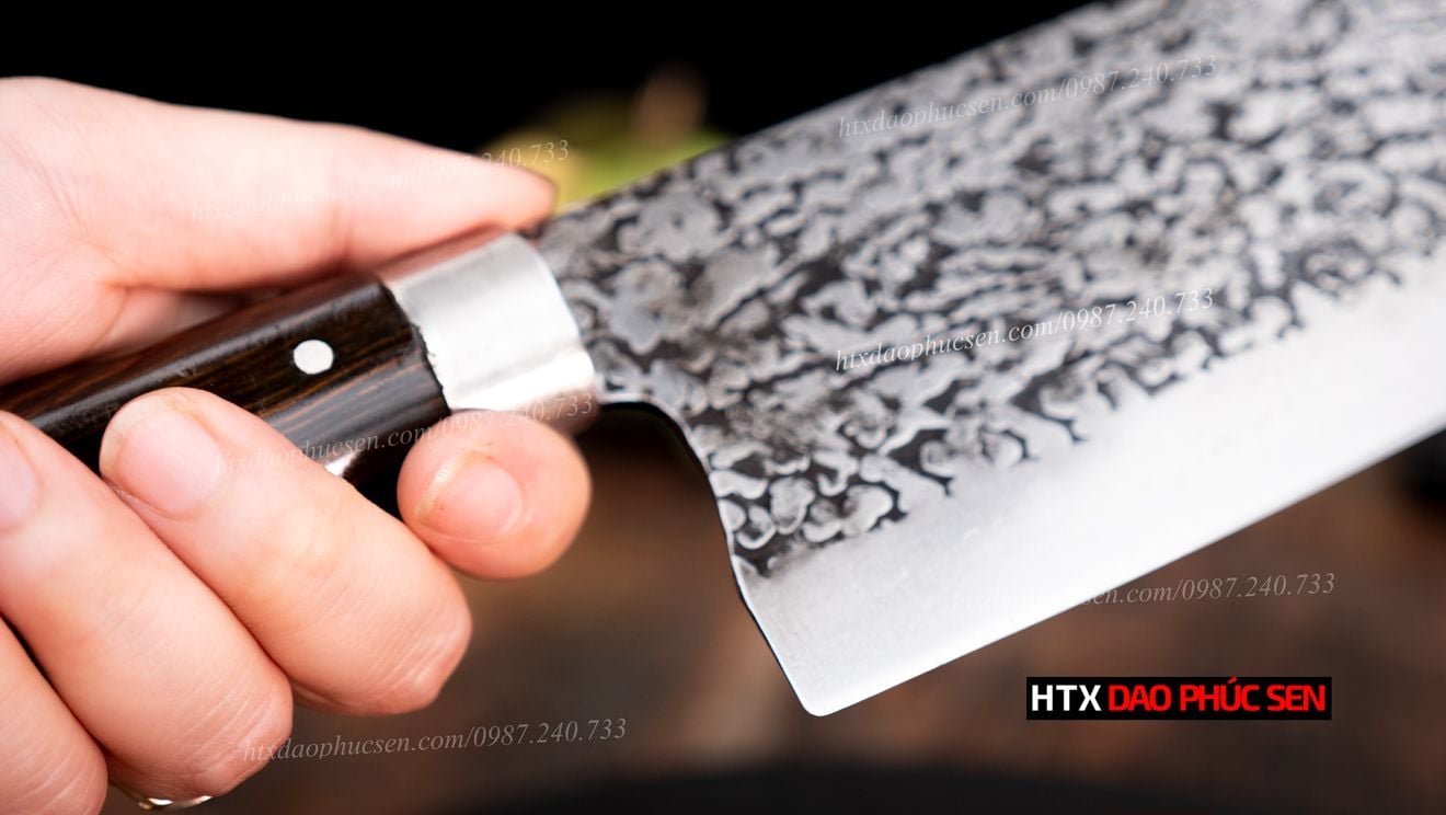 Dao thái lọc sắc bén - Thép nhíp ô tô - Cán mun khâu inox N09ATM