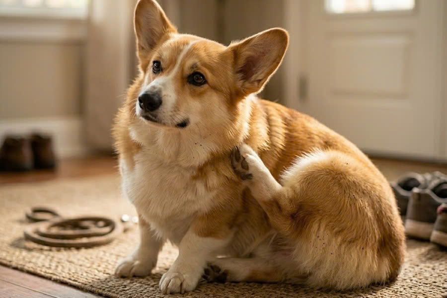 Chó bị ngứa ngáy nhẹ và bám bụi bẩn sau khi đi dạo ngoài trời