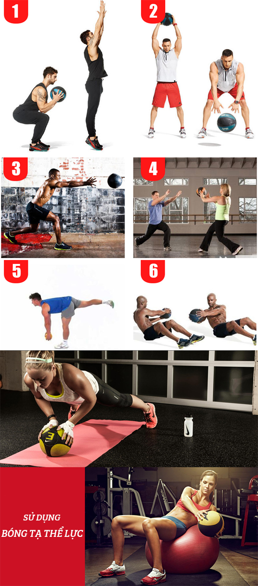 bài tập với bóng tập tạ - thể lực