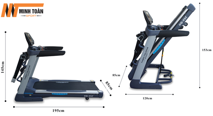 kích thước máy chạy bộ điện HQ-V6C