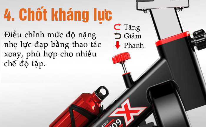 Chế độ kháng lực xe đạp tập thể dục