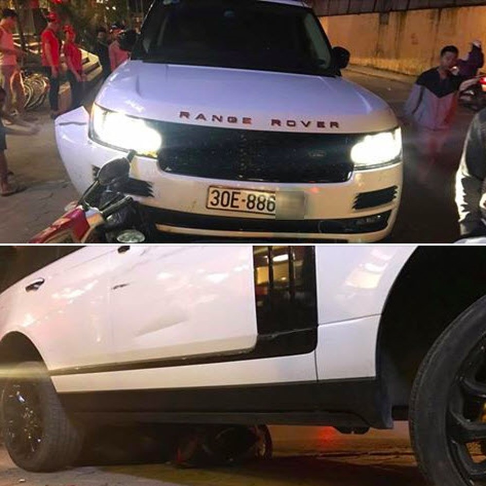 Tên cướp Range Rover tông vào 4 xe máy và bị bắt.