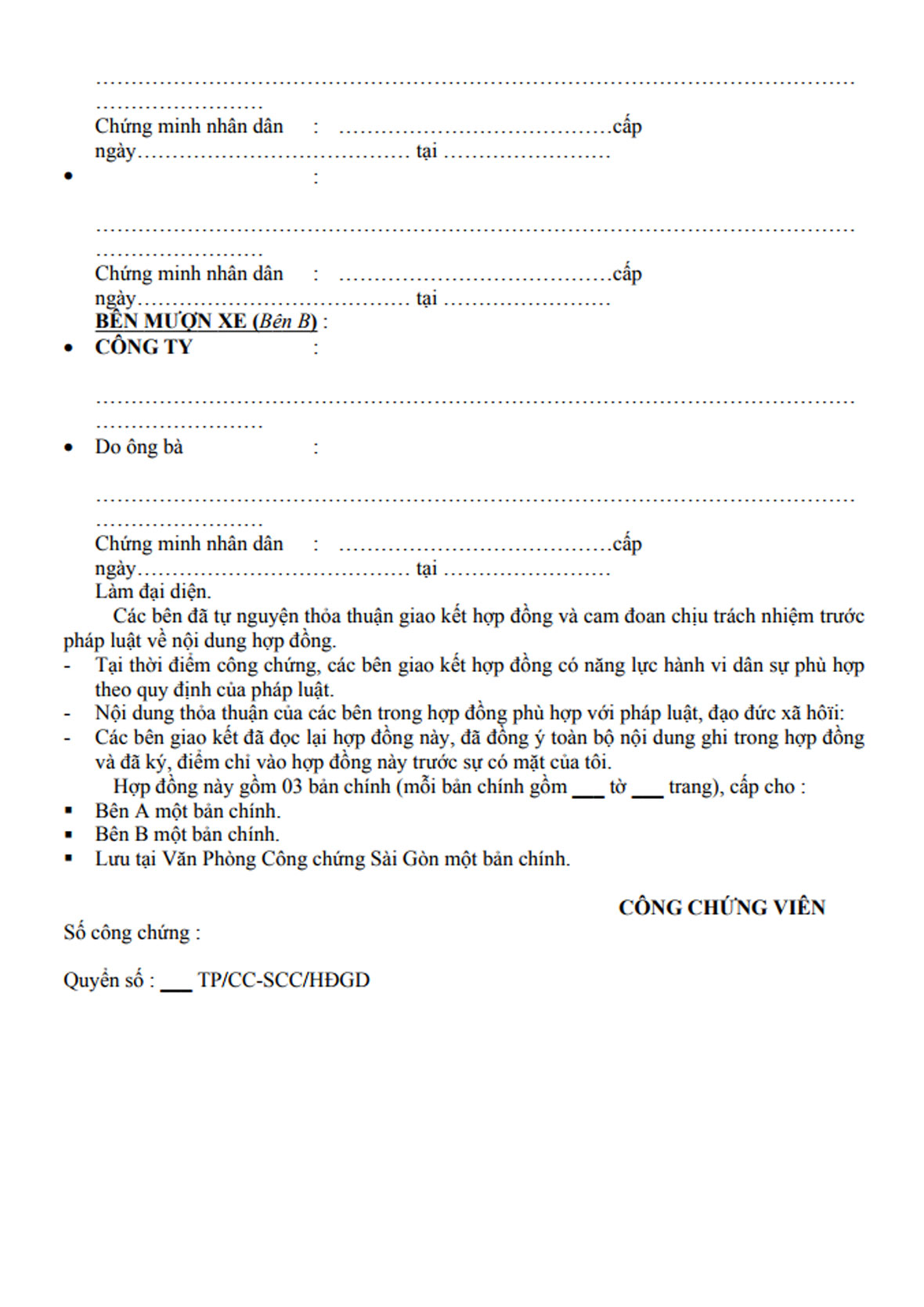 C. Mẫu hợp đồng mượn xe 4