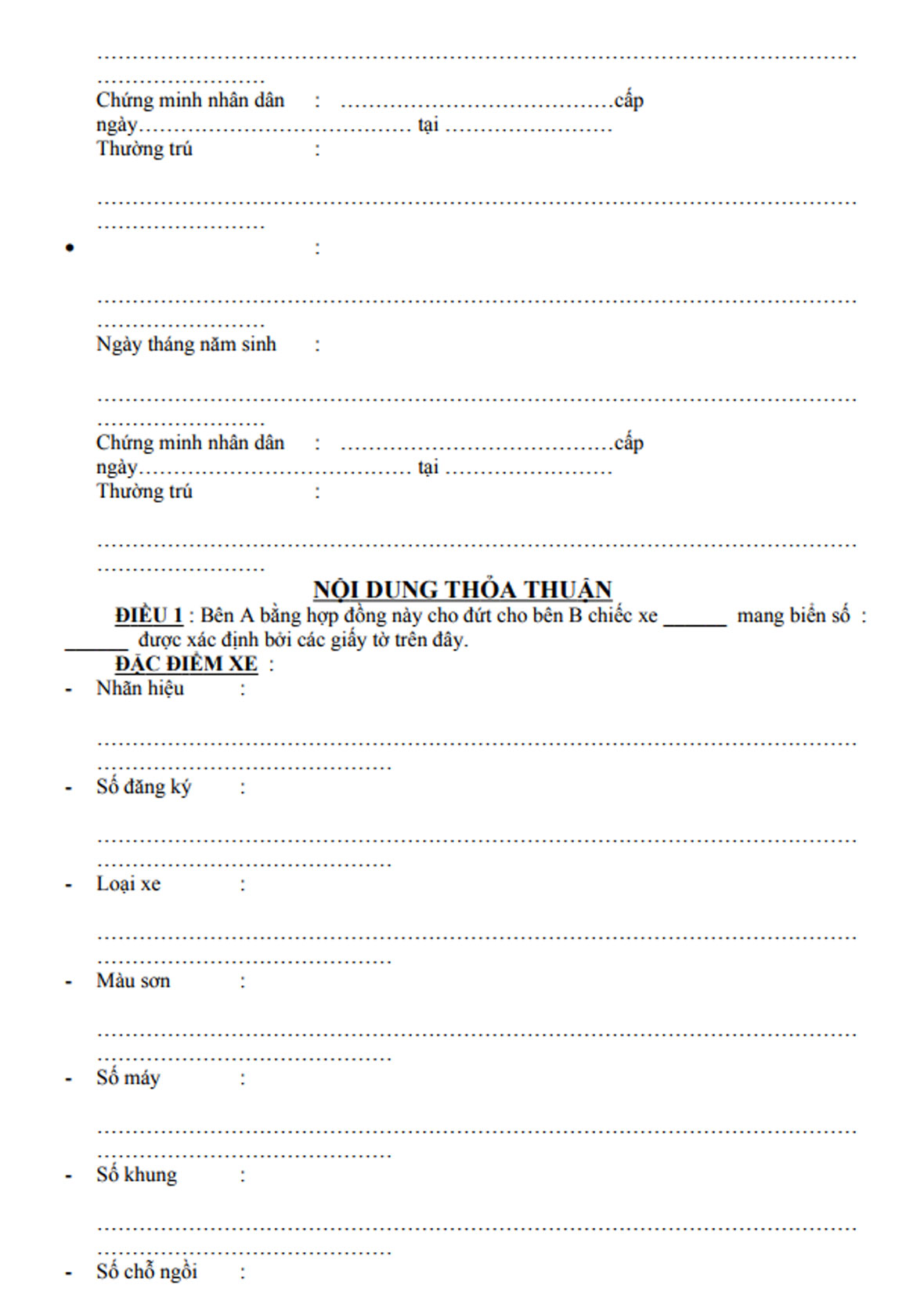 D. Mẫu hợp đồng tặng cho xe 2