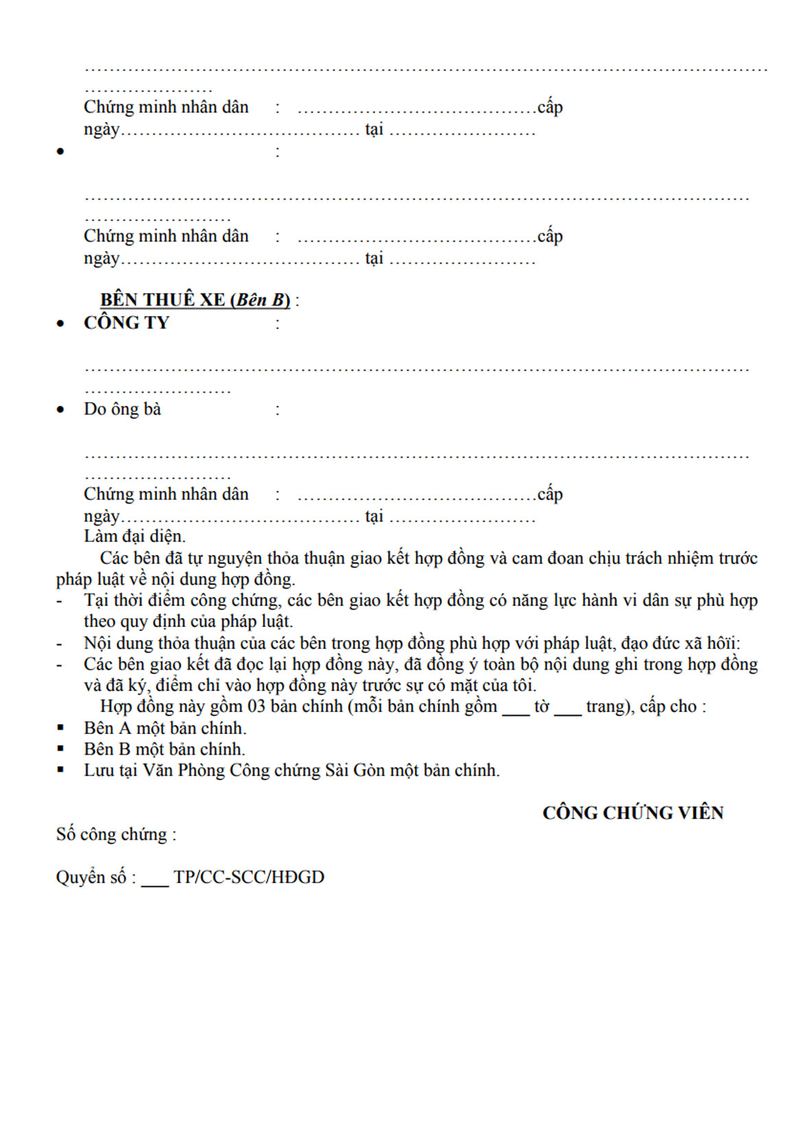 E. Mẫu hợp đồng thuê xe 4