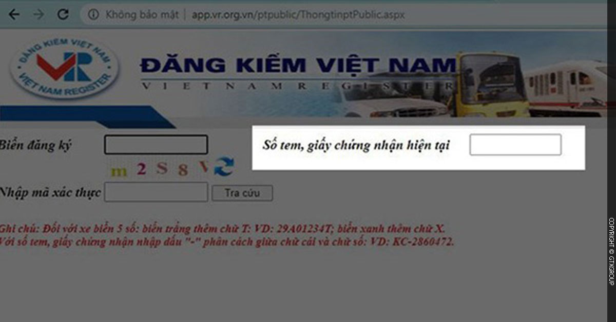 Nhập số tem, giấy chứng nhận hiện tại