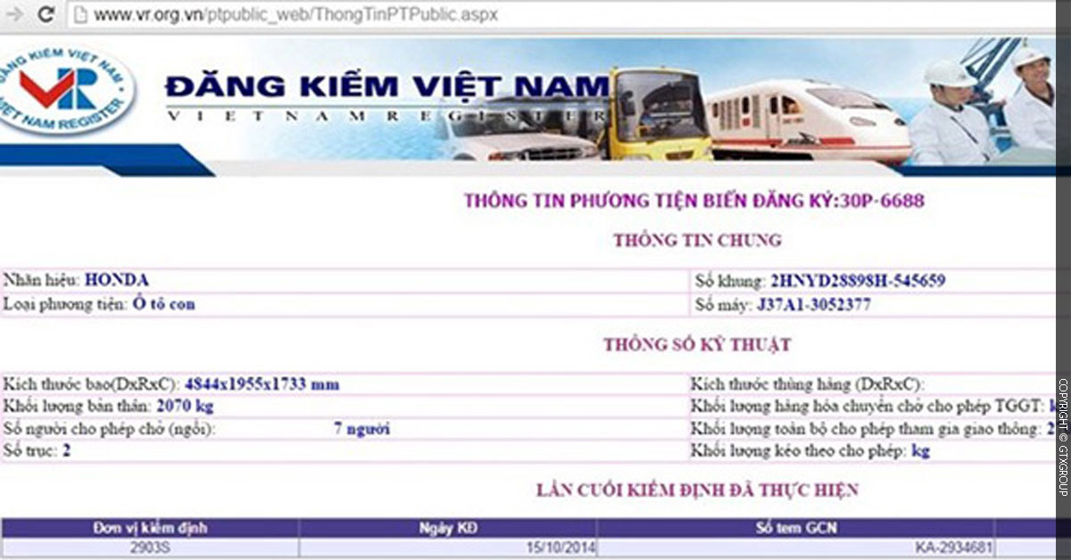 Hiển thị thông tin về biển số xe ô tô