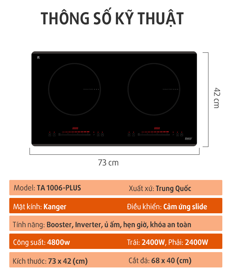 thông số bếp từ Lorca TA 1006 Plus