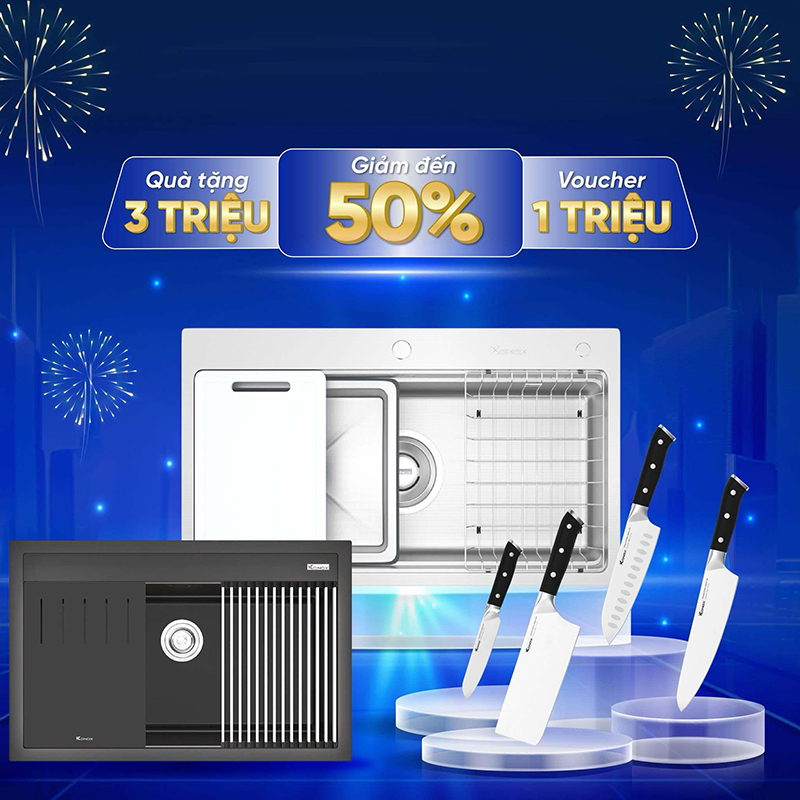 Chậu rửa bát Konox tặng kèm phụ kiện nhà bếp