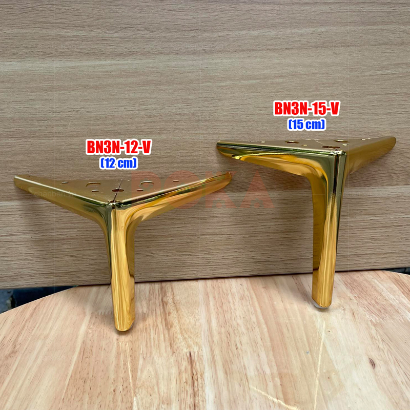 Chân sofa bán nguyệt 12cm và 15cm màu vàng