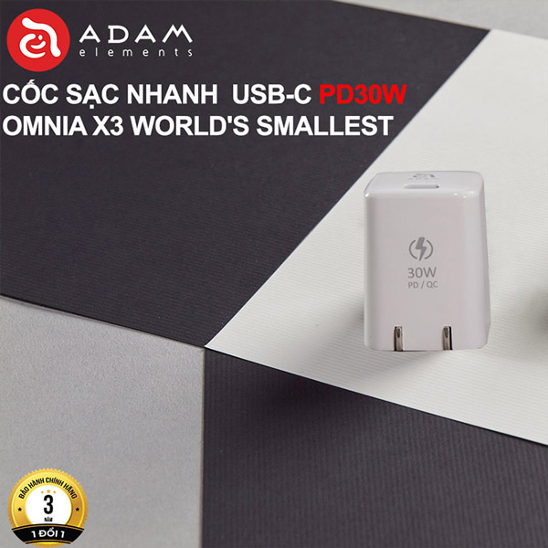 CỐC SẠC NHANH USB-C PD30W ADAM ELEMENT