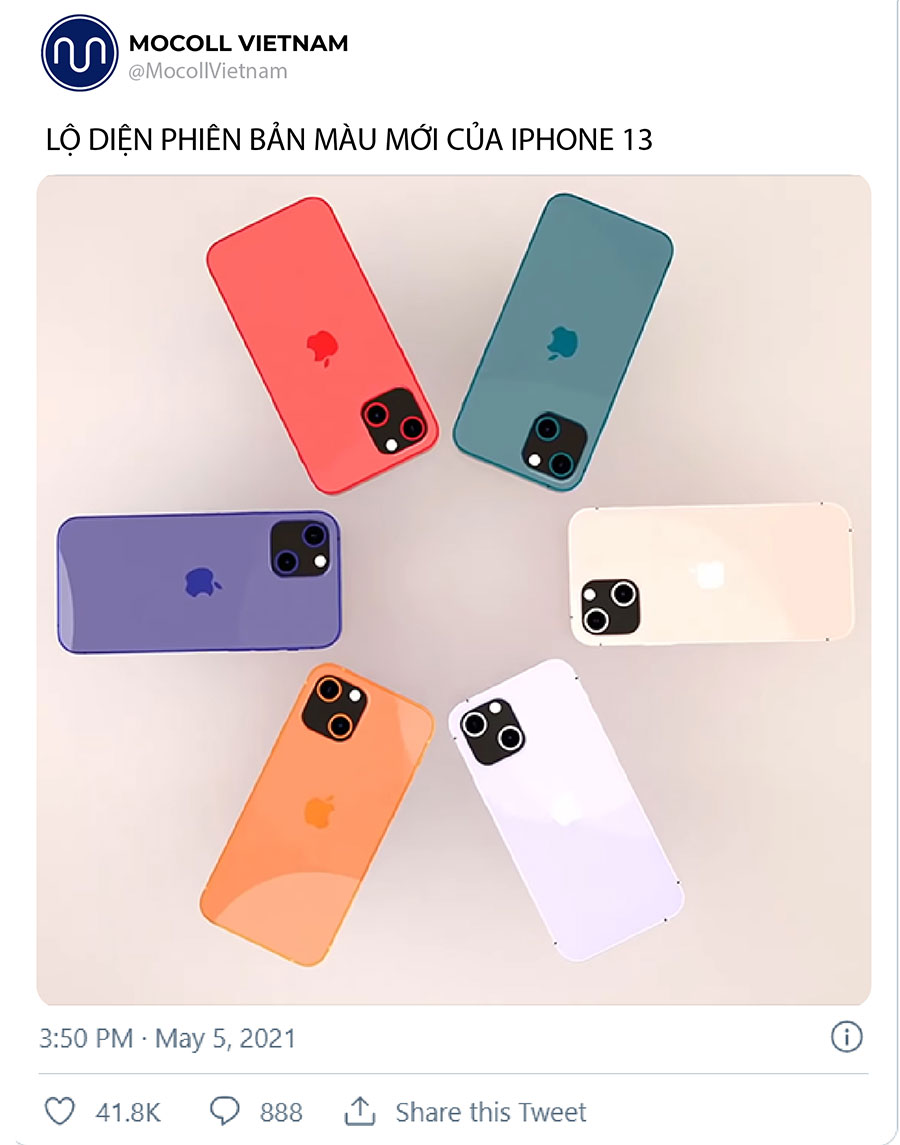 Lộ diện phiên bản màu mới cho iPhone 13
