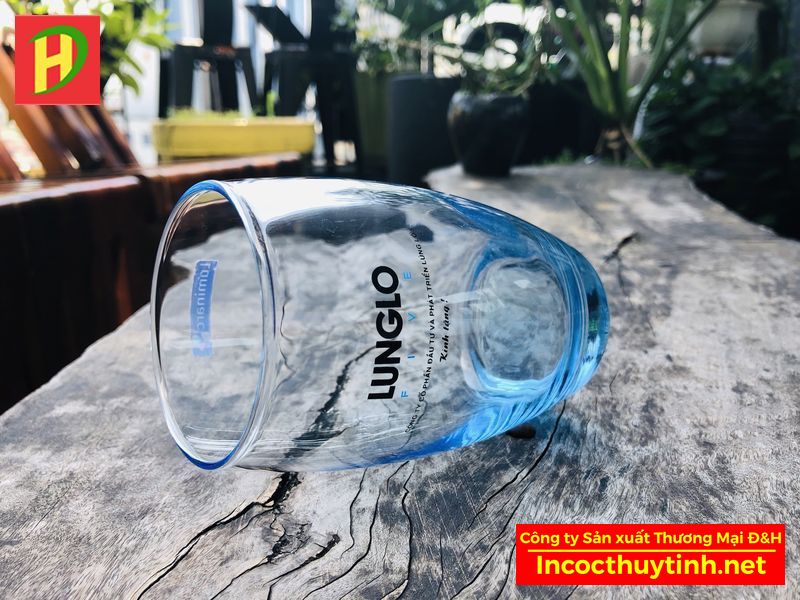 In Cốc thủy tinh Luminarc xanh dương cao