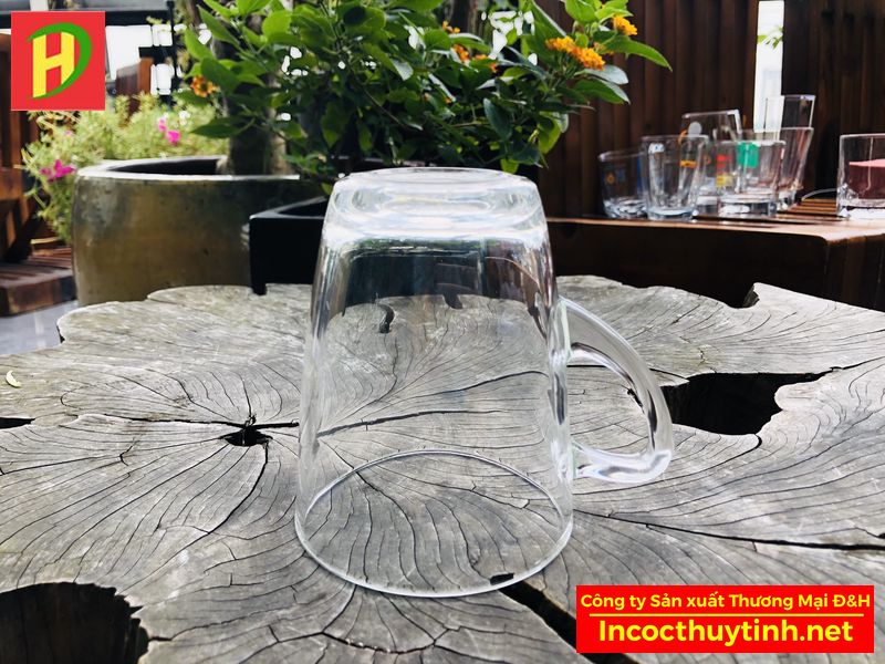 Cốc thủy tinh quán cafe có quai