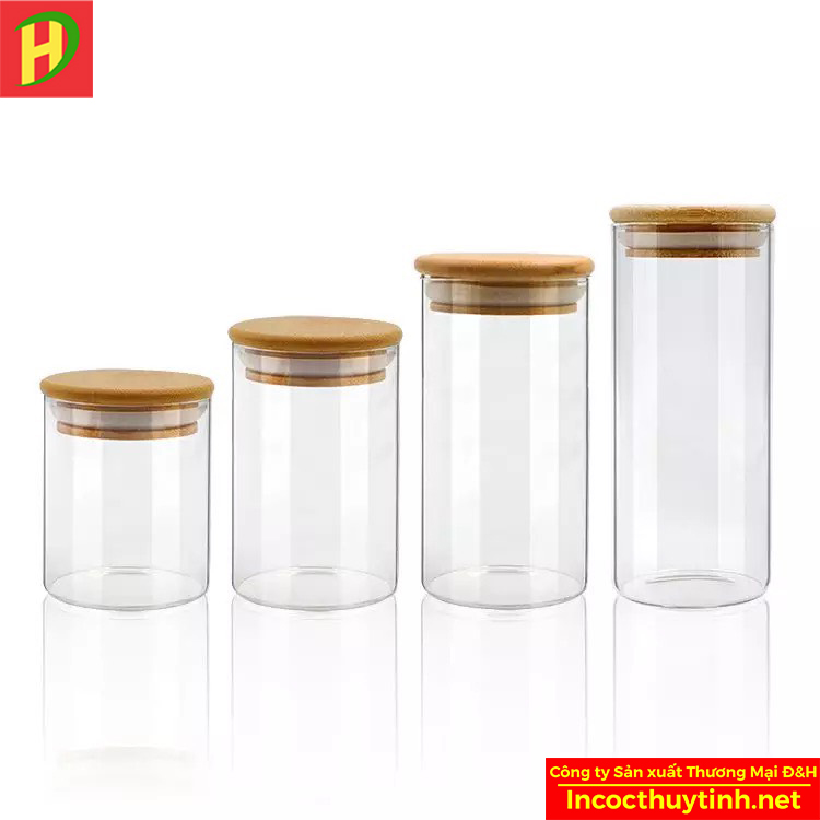 Hũ thủy tinh nắp gỗ 500ml