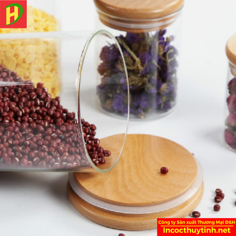 Hũ thủy tinh nắp gỗ 1000ml