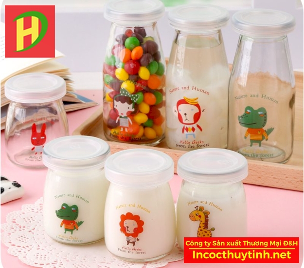 Hũ thủy tinh làm sữa chua nắp nhựa