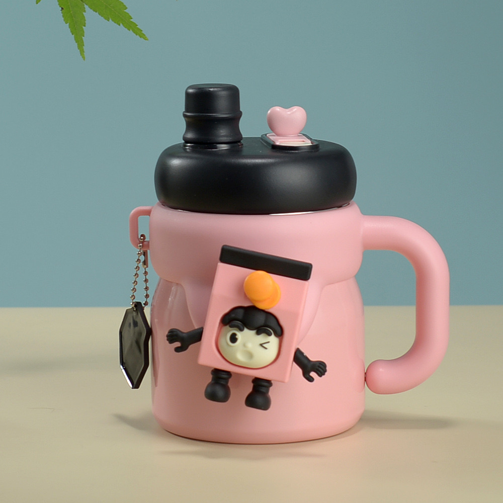 Cốc Giữ Nhiệt Hoạt Hình Có Tay Cầm Và Ống Hút INOX 304 Dung Tích 580ml KAK-20