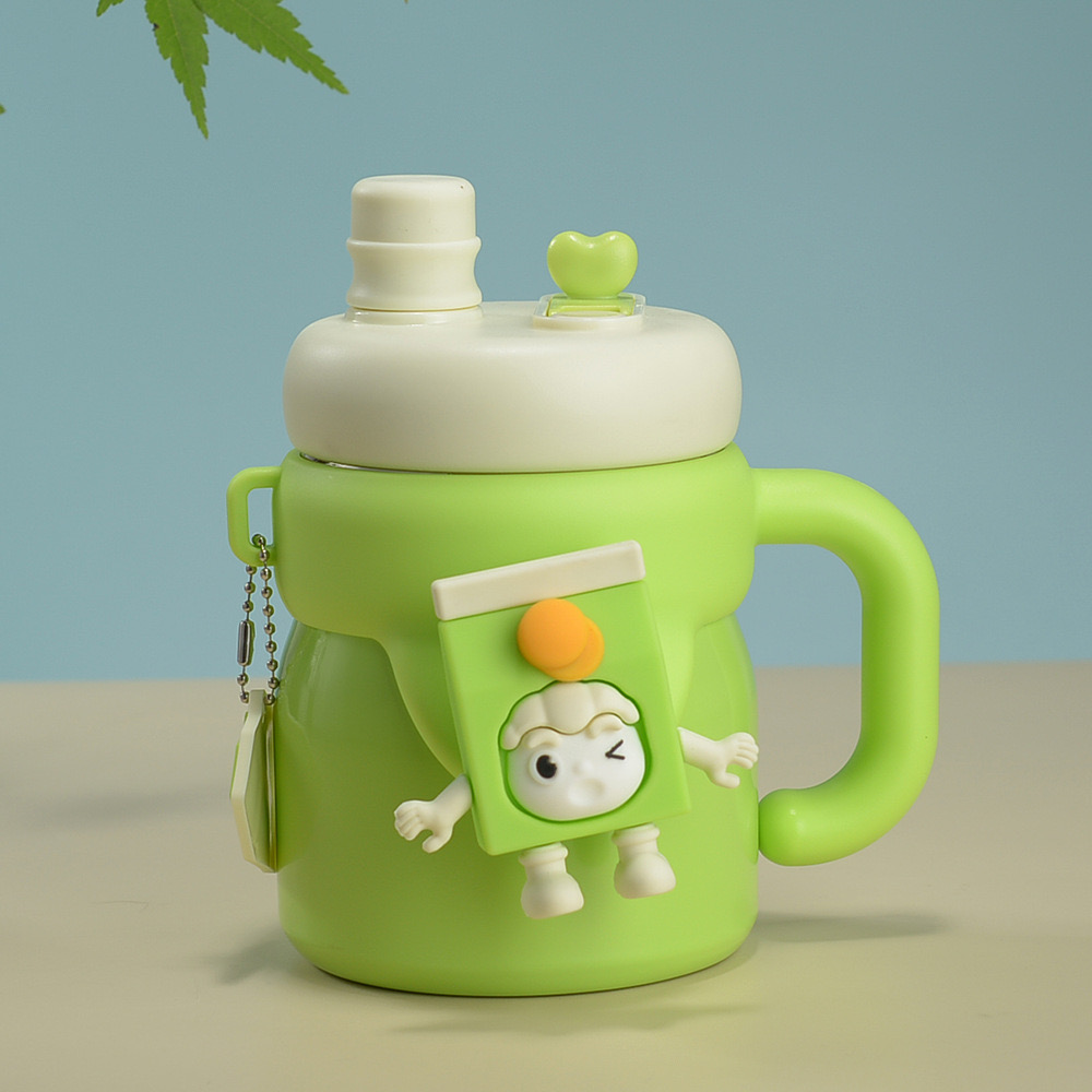 Cốc Giữ Nhiệt Hoạt Hình Có Tay Cầm Và Ống Hút INOX 304 Dung Tích 580ml KAK-20