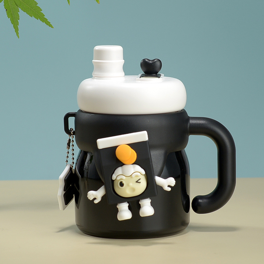 Cốc Giữ Nhiệt Hoạt Hình Có Tay Cầm Và Ống Hút INOX 304 Dung Tích 580ml KAK-20