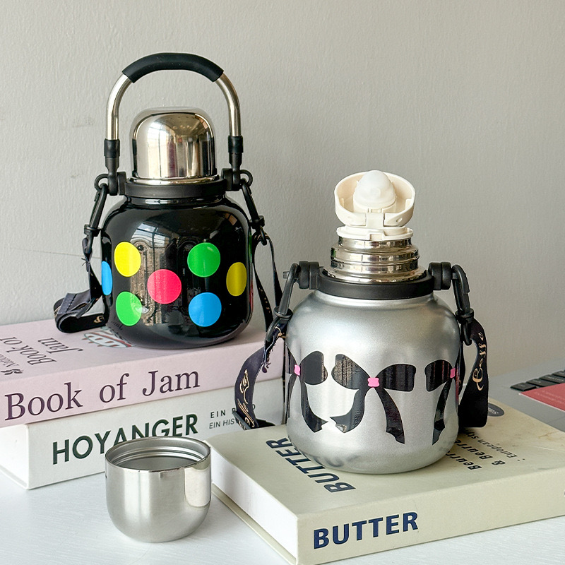 Bình Giữ Nhiệt 480ml Có Quai Xách Nhỏ Gọn Siêu Xinh Giữ Nhiệt Cực Lâu LY006