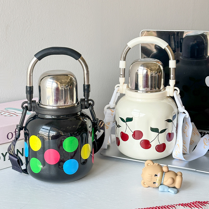 Bình Giữ Nhiệt 480ml Có Quai Xách Nhỏ Gọn Siêu Xinh Giữ Nhiệt Cực Lâu LY006