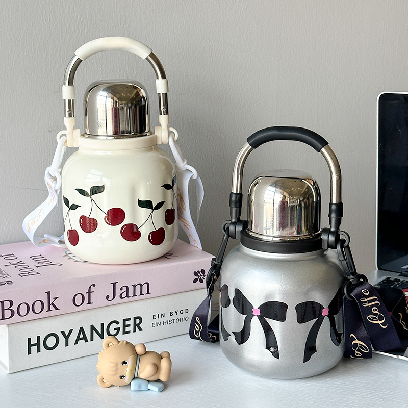 Bình Giữ Nhiệt 480ml Có Quai Xách Nhỏ Gọn Siêu Xinh Giữ Nhiệt Cực Lâu LY006