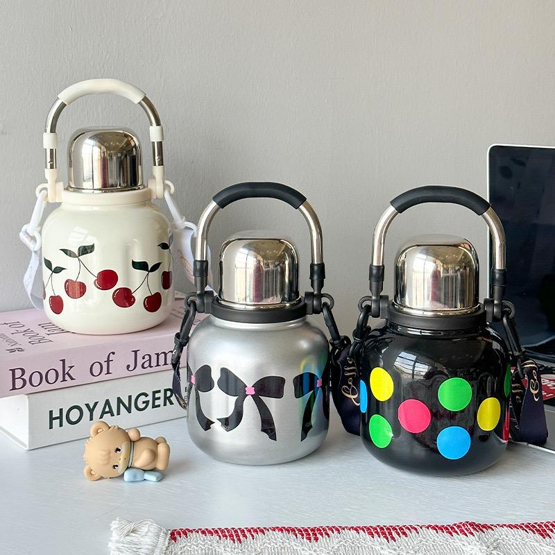 Bình Giữ Nhiệt 480ml Có Quai Xách Nhỏ Gọn Siêu Xinh Giữ Nhiệt Cực Lâu LY006